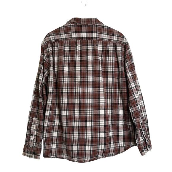 Amazon Essentials Women's Plaid Button Front Flannel Shirt Size XXL Brown Cream - Picture 5 of 8